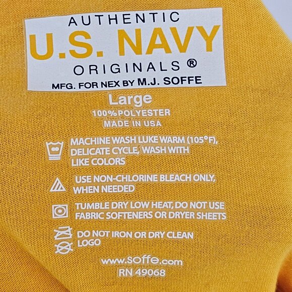 Authentic U.S. Navy Originals Yellow T-Shirt By M.J. Soffe Size Large - Picture 2 of 8